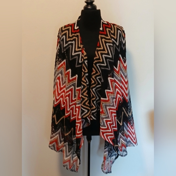 Hot swag women's 2X big zag multi colored long sleeves open front knit cardigan - Picture 11 of 12